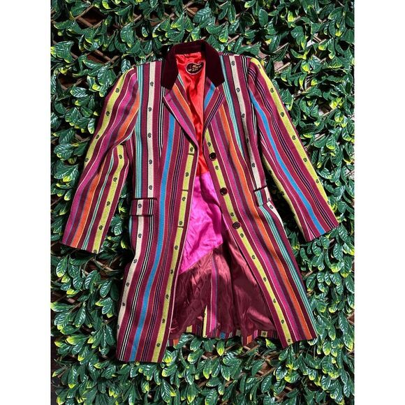 Etro Milano 100% Wool MADE IN ITALY Multicolor Trench Coat Size 44 - Picture 7 of 16